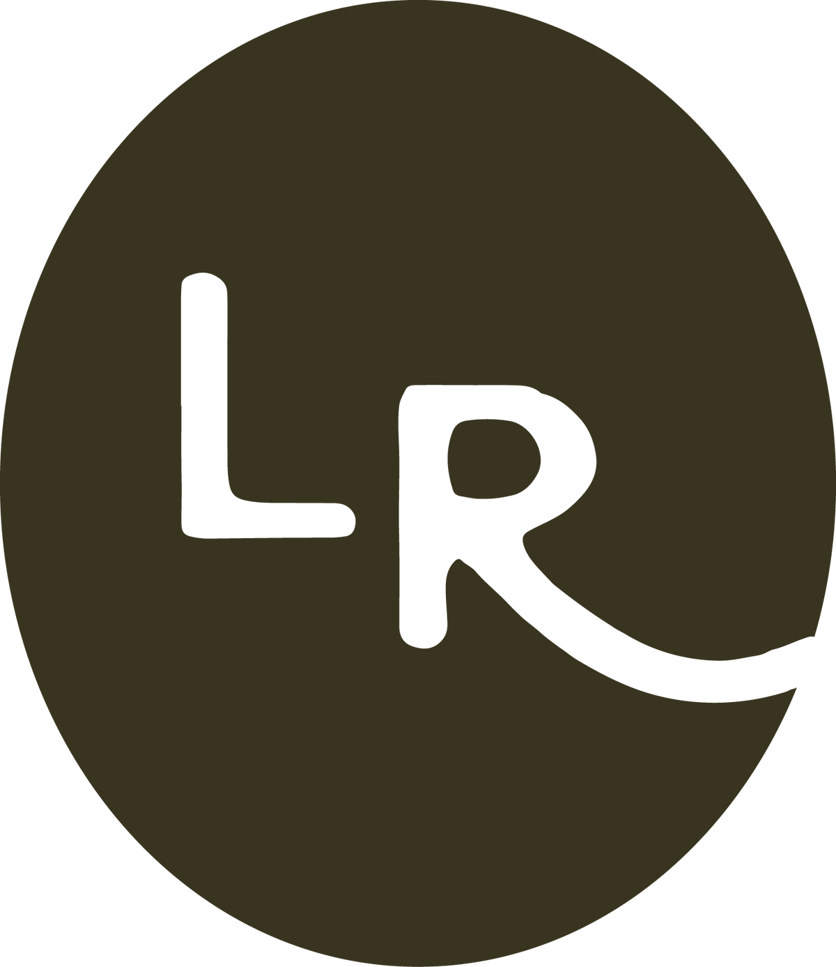 Logo with 'LR' in white on a brown circular background