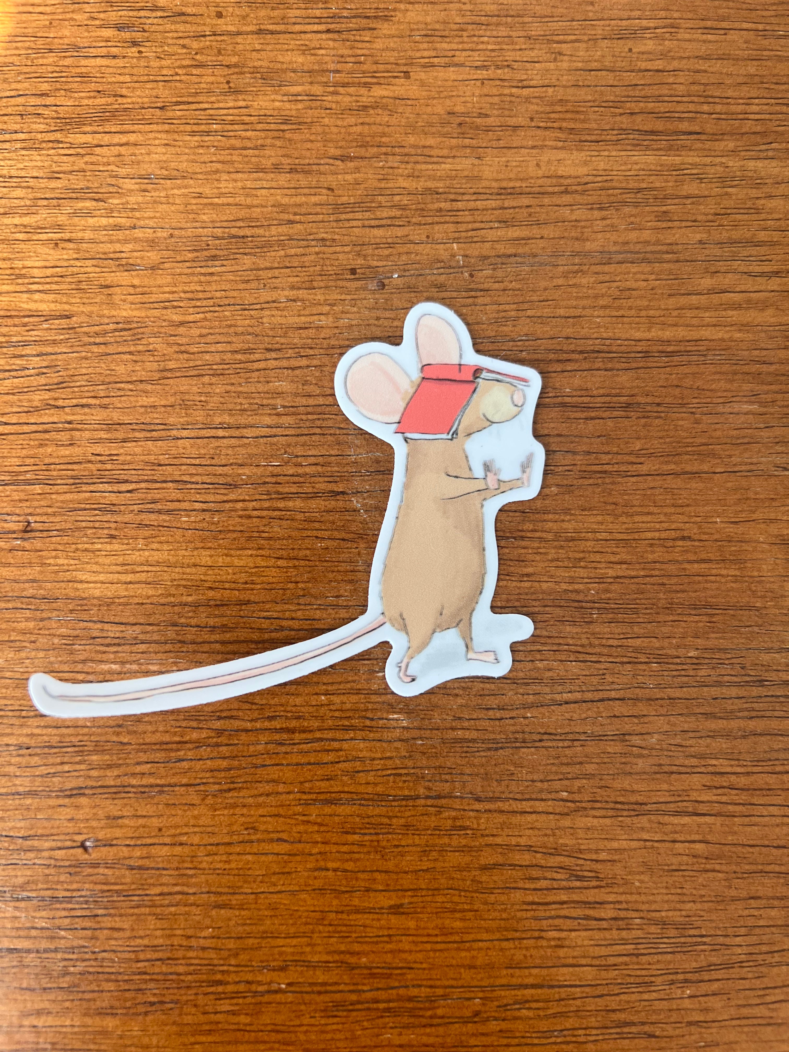 Reading Mouse Walking Blind Sticker, 4" x 3"